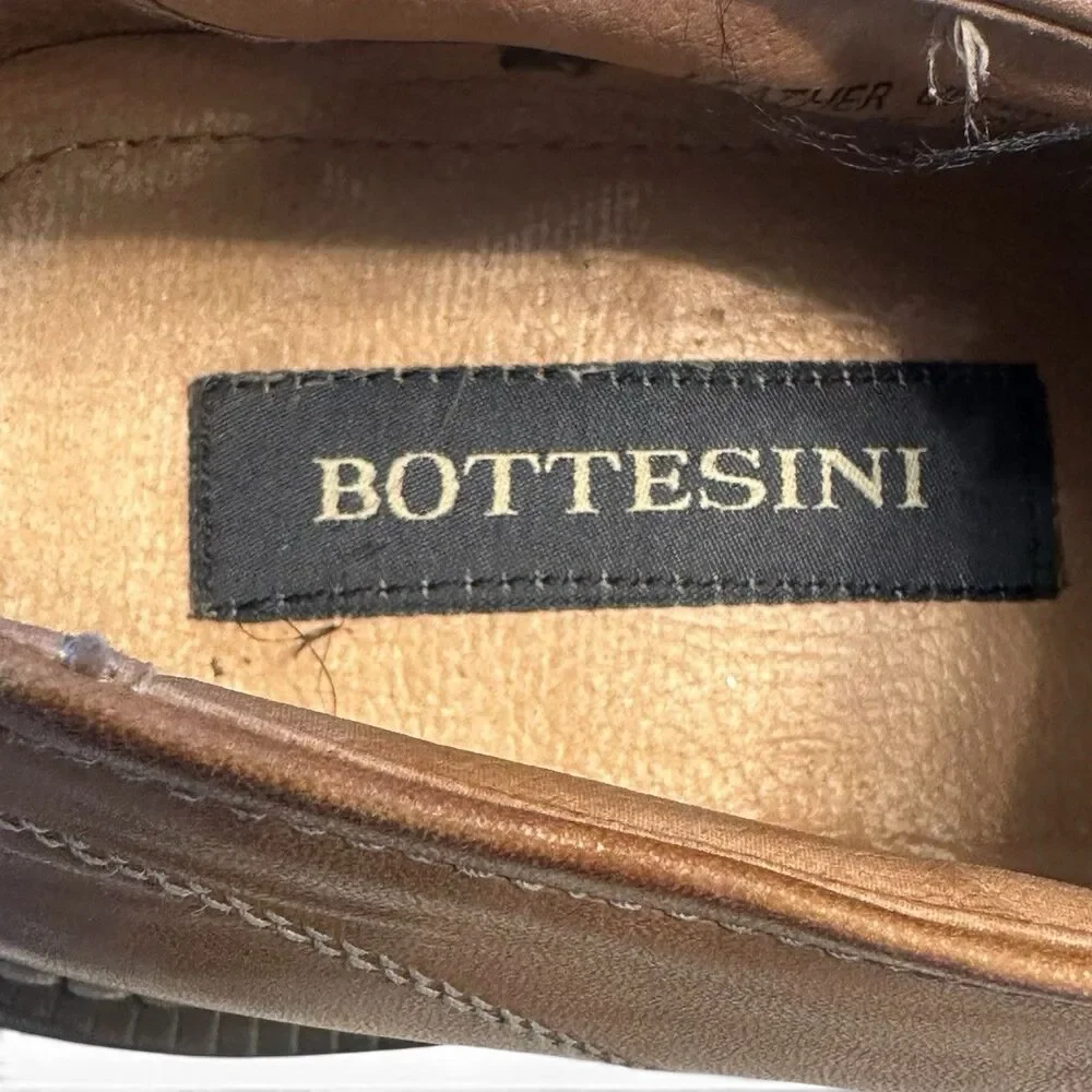 Bottesini Brown Leather Slip On Loafers Italy Men’s 10.5 M Dress Comfort Shoes